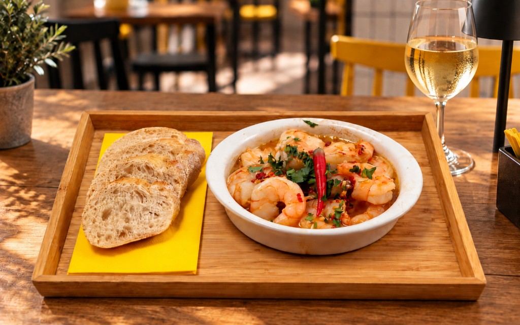 Tiger prawns in garlic and chili